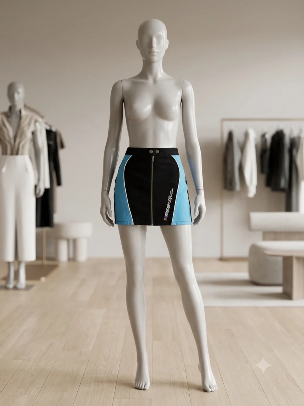Justice Black Mini Skirt with Sky Blue Panel
